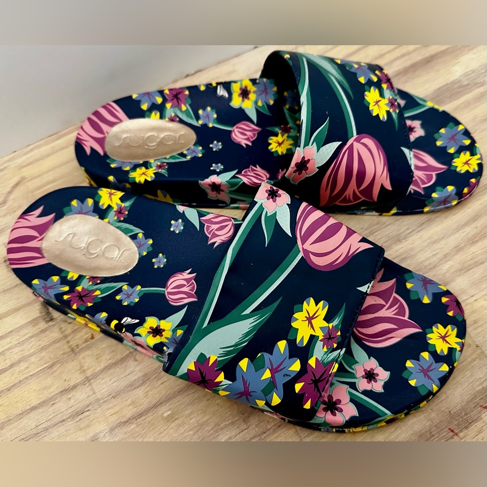 Sugar Women's Whisper Navy Floral Slide Sandals - FINAL PRICE